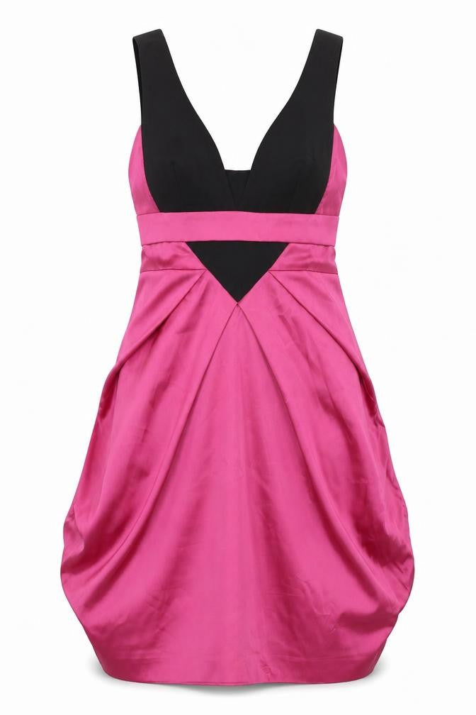 Front view of Miss Selfridge women’s pink slip dress, size UK 10