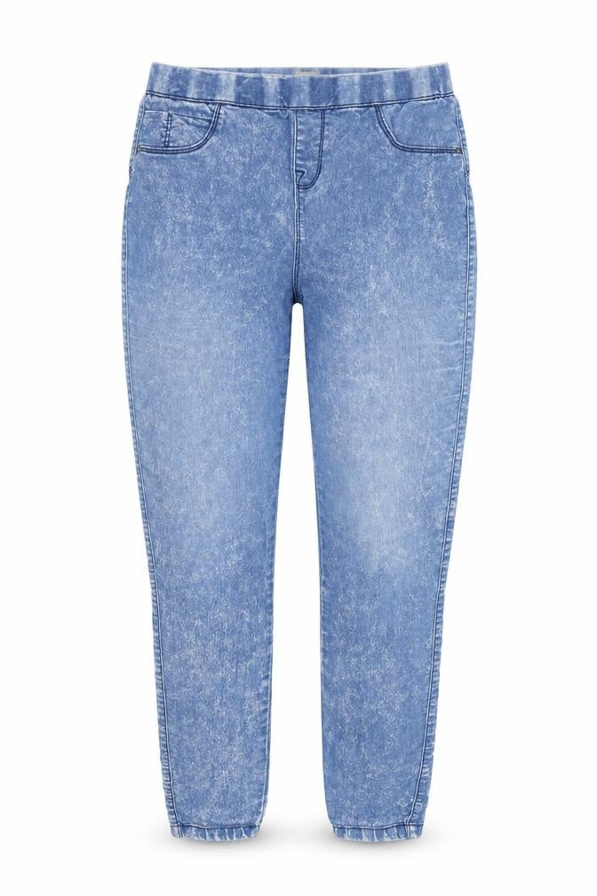 Front view of Primark women’s blue denim jegging jeans, size UK 10, 27-inch leg