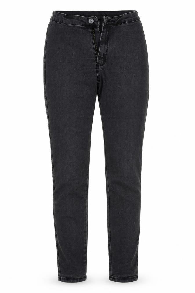 Front view of Missguided women’s black denim jegging jeans, size UK 8, 27-inch leg