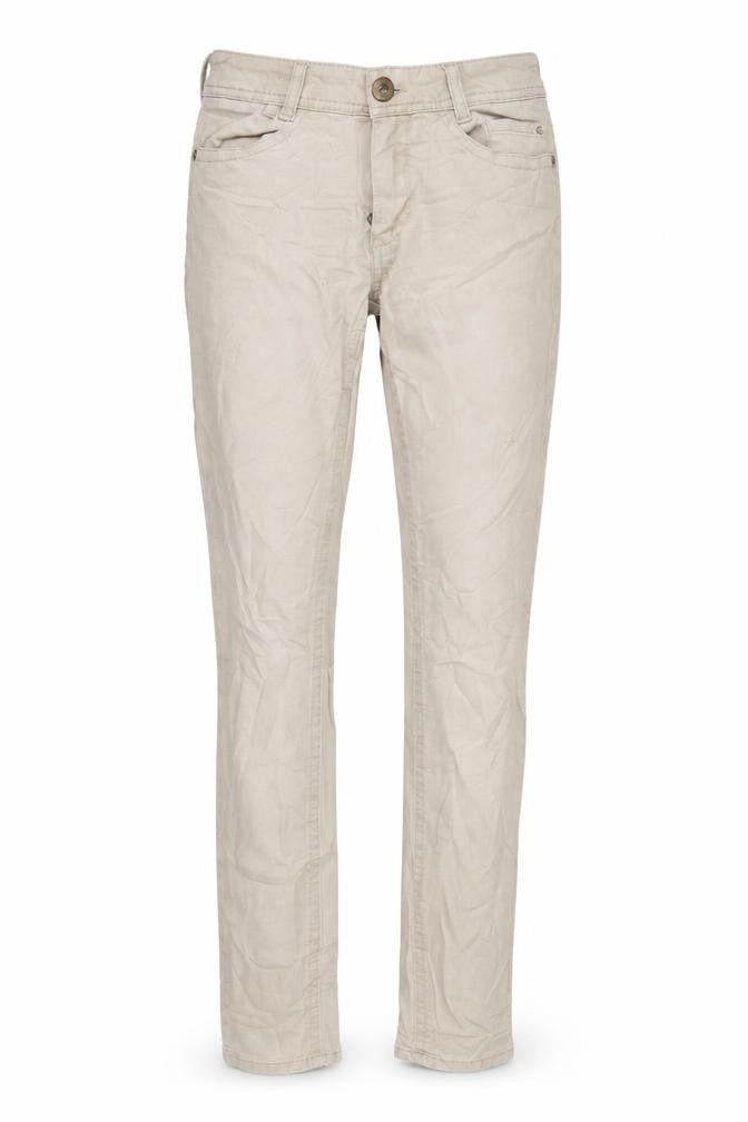 Front view of marccain women’s beige trousers, size UK 28, in, 30-inch leg