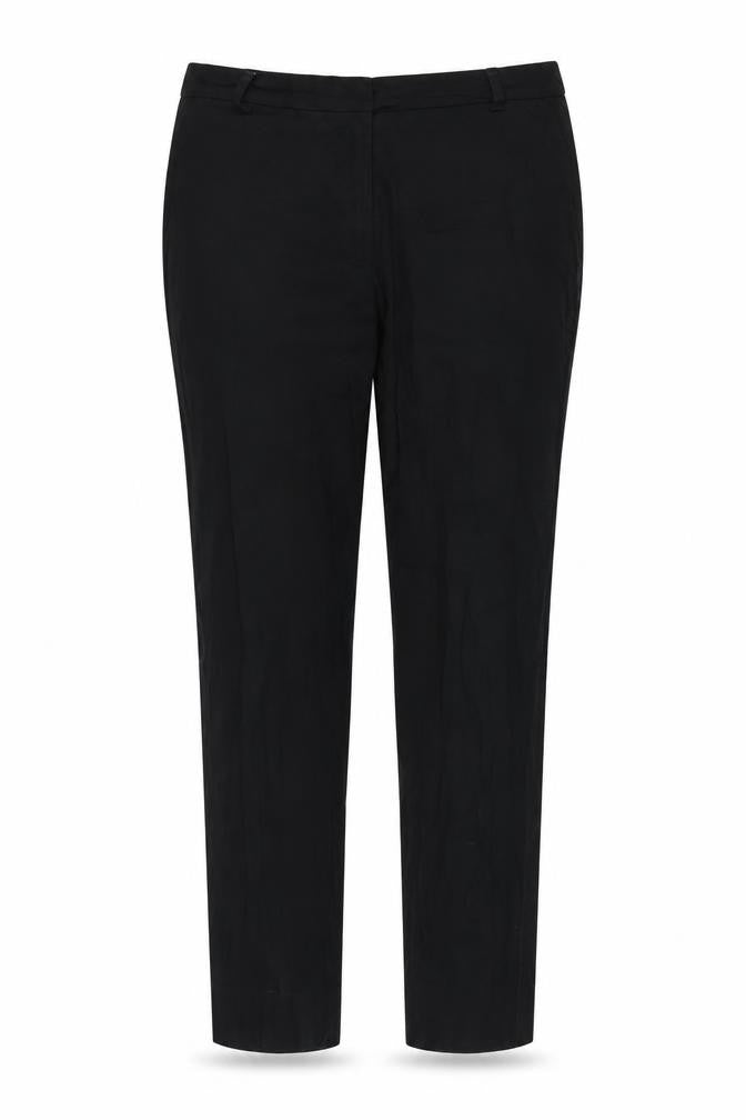 Front view of H&M women’s black trousers, size UK 12, 26-inch leg