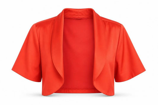 Front view of Preworn women’s red jacket blazer, size M