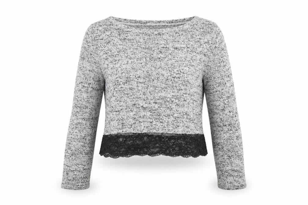 Front view of H&M women’s grey knit jumper, size XS