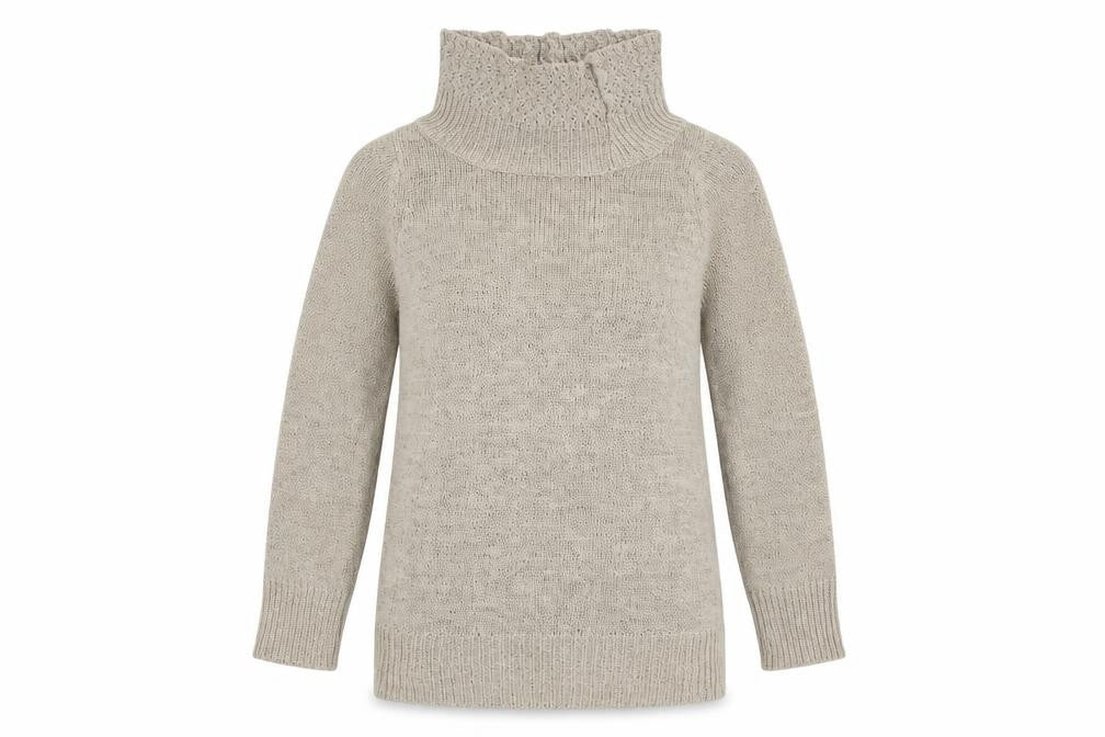 Front view of BHS women’s beige jumper, size UK 8