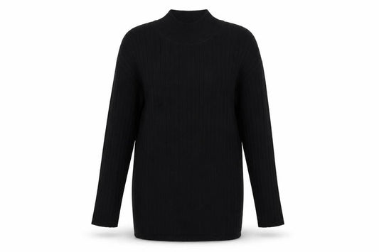 Front view of Warehouse women’s black jumper, size UK 12