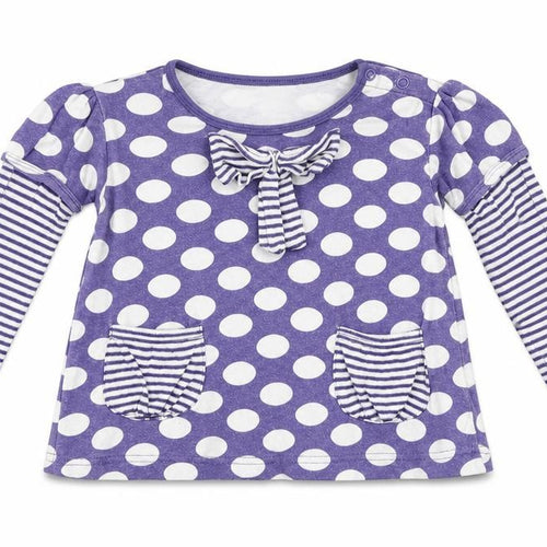Eddie & Ella  Girls Purple Polka Dot  Basic T-Shirt Size 18-24 Months