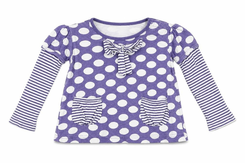 Eddie & Ella  Girls Purple Polka Dot  Basic T-Shirt Size 18-24 Months