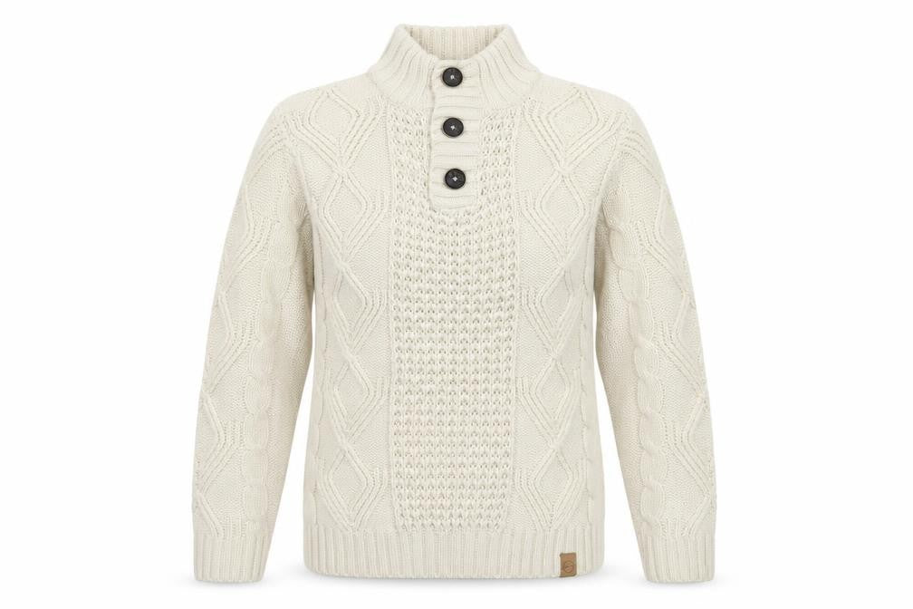 Front view of weather proof women’s beige jumper, size S
