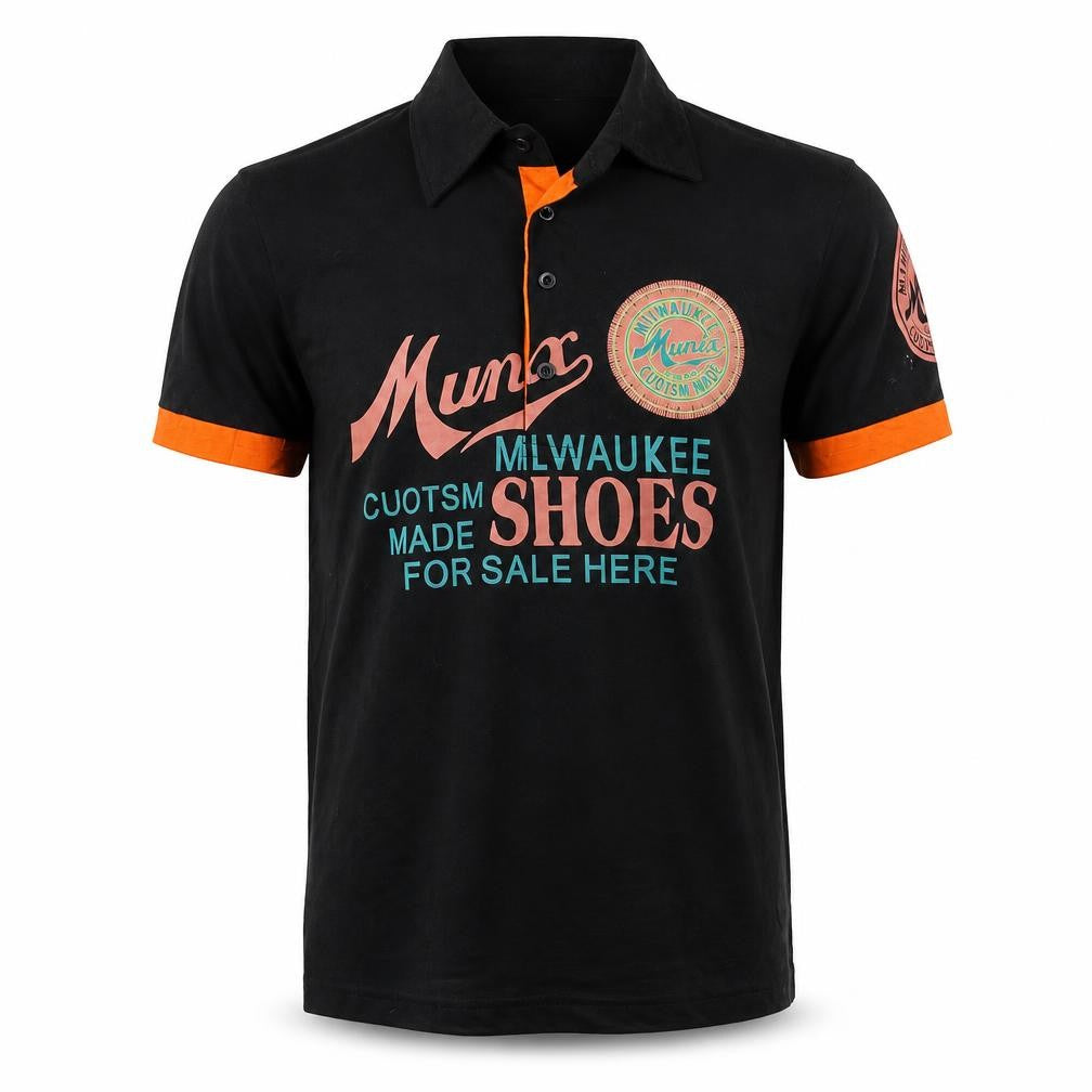 Front view of ct&hf men’s black polo, size M