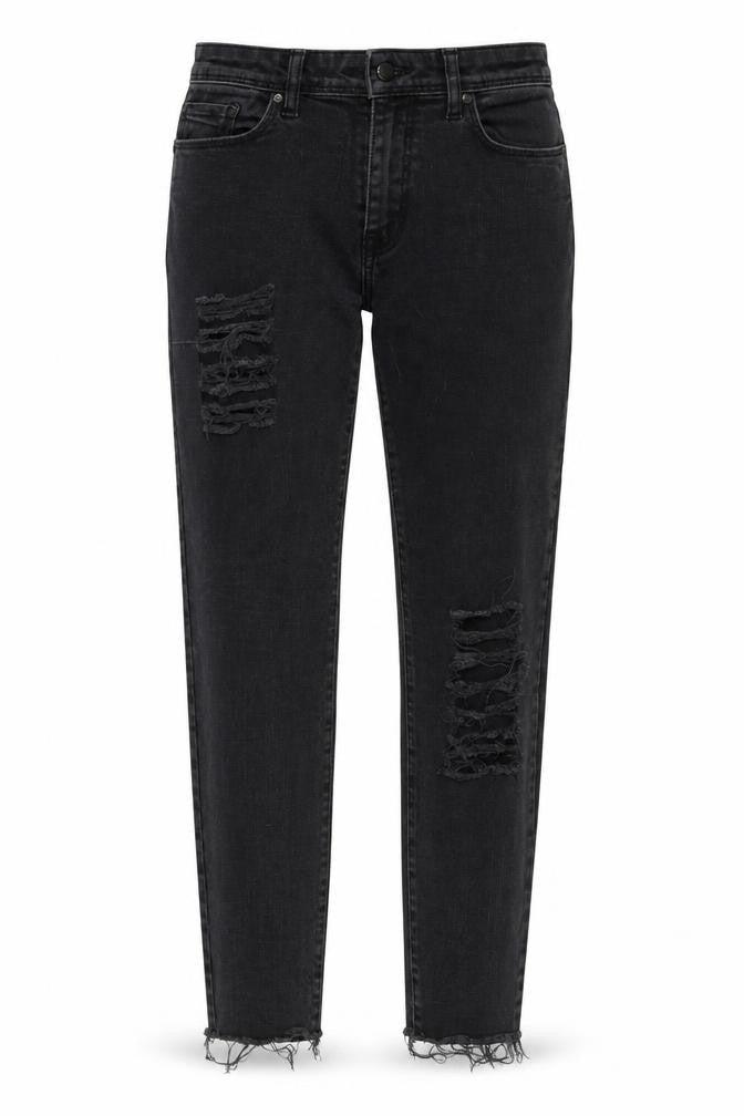 Front view of Next women’s grey straight jeans, size UK 10, 25-inch leg