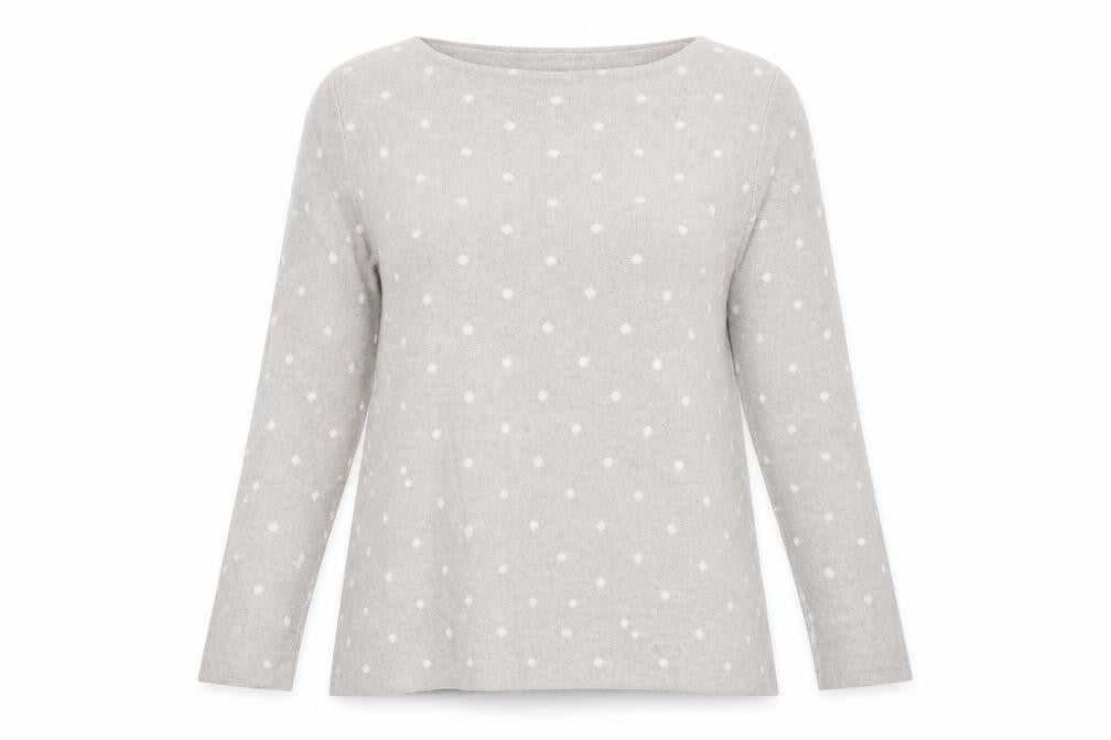 Cynthia Rowley Womens Grey Polka Dot Knit Pullover Jumper Size L