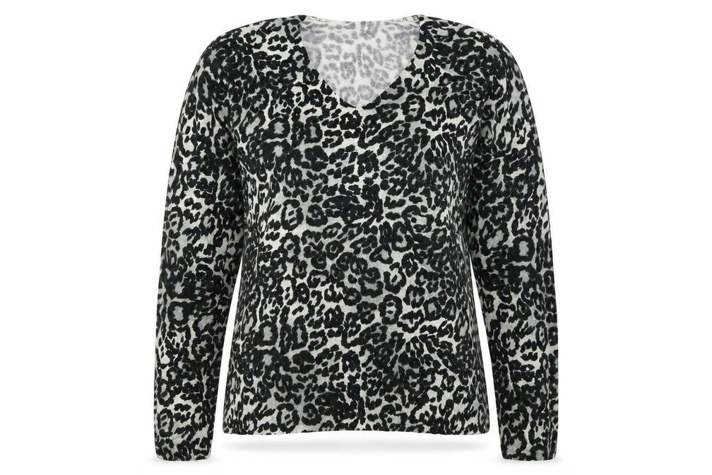 Front view of Bluhmod women’s multicoloured animal print knit jumper, size M