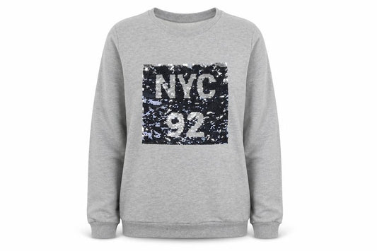 Front view of New Look girls’ grey jumper, size 14, years - nyc