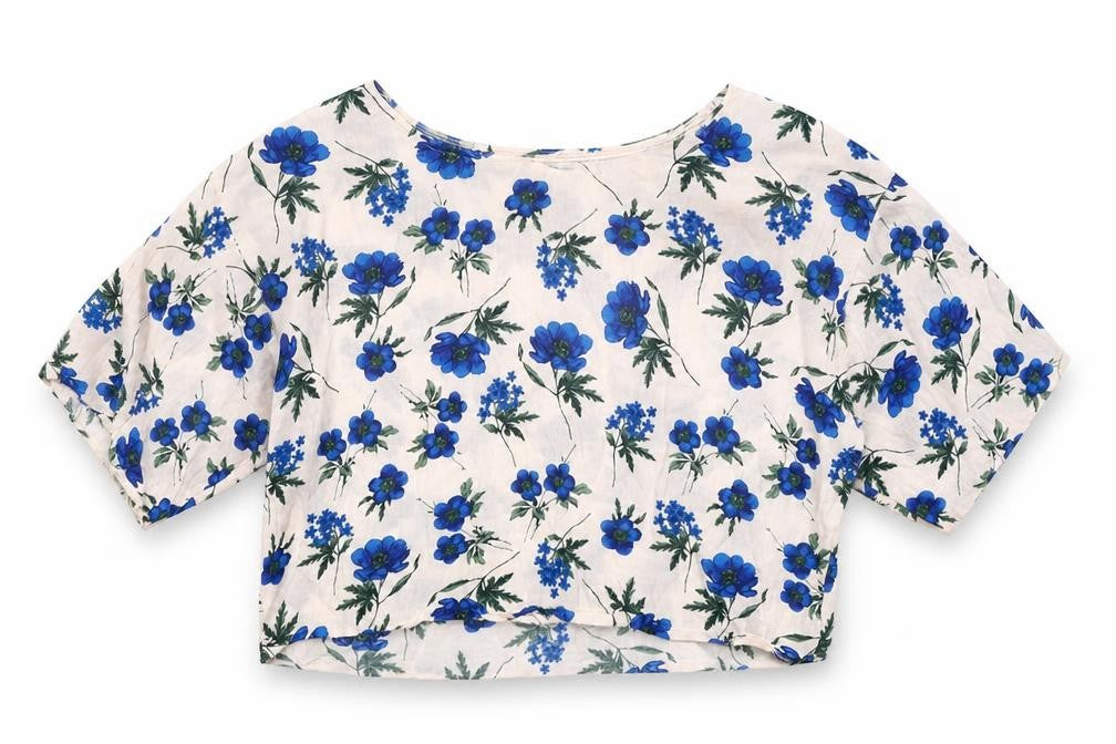 New Look Womens Pink Floral  Cropped Blouse Size 10