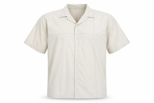 Front view of Simon Taylor men’s ivory button-up, size L