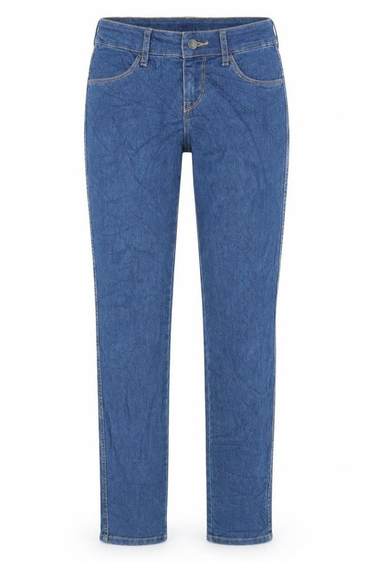 Front view of H&M women’s blue denim skinny jeans, size UK 26, 31-inch leg