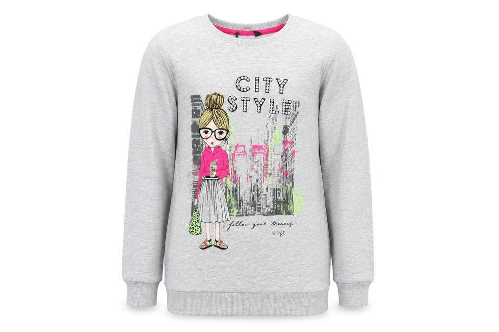 Front view of George girls’ grey pullover sweatshirt, size 6-7, years - city style