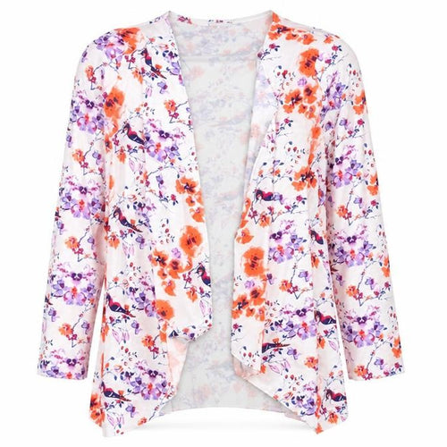 Be You Womens White Floral  Cardigan Jumper Size 12