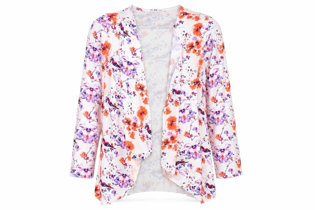 Be You Womens White Floral  Cardigan Jumper Size 12
