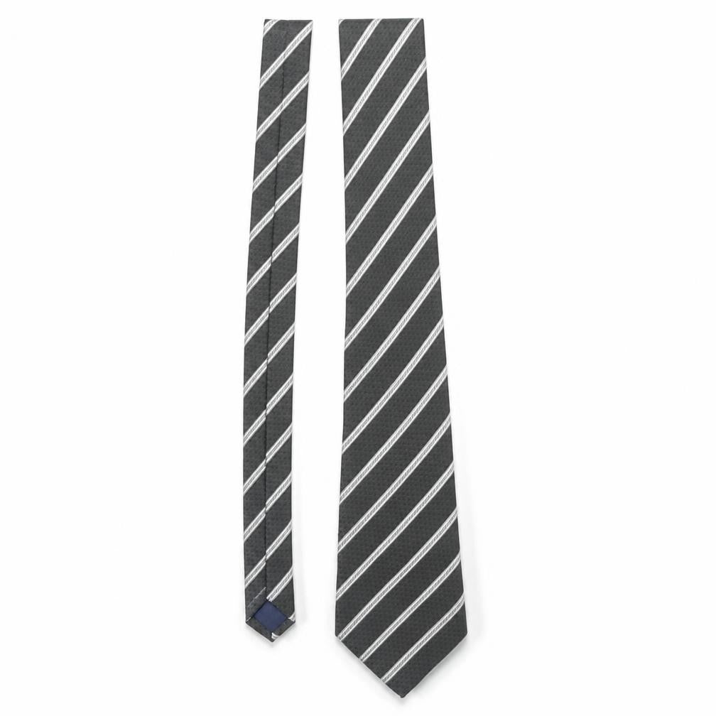 Preworn Mens Black Striped  Pointed Tie One Size