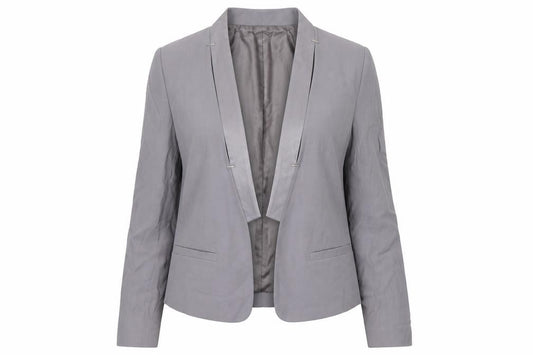 Front view of French Connection women’s grey jacket, size UK 10