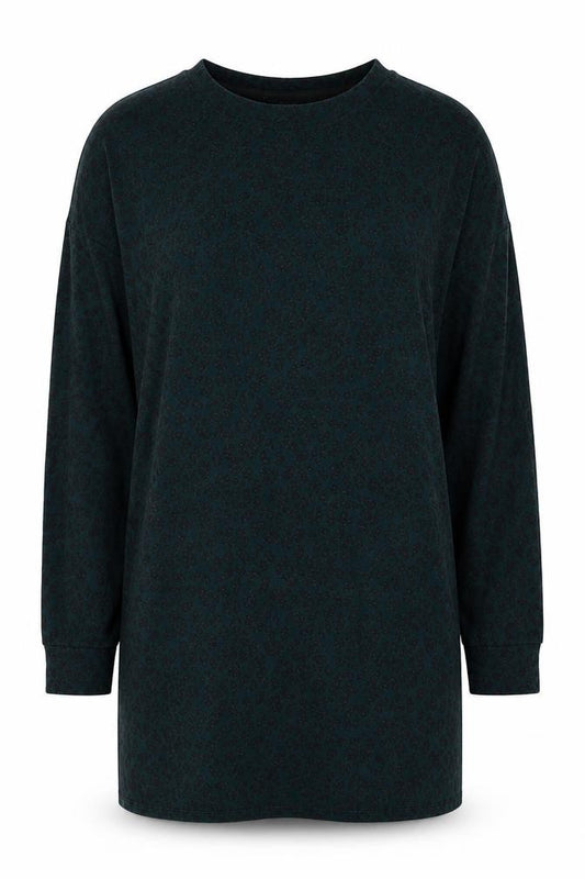 Front view of Next women’s green animal print jumper, size UK 12
