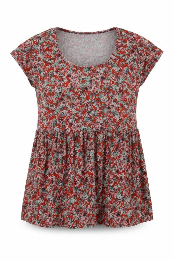 Mango  Womens Red Floral  Basic Blouse Size XS