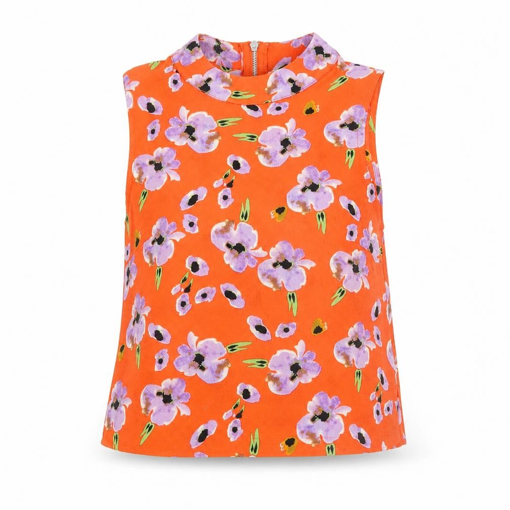 Front view of Glamorous women’s red floral basic blouse, size UK 10