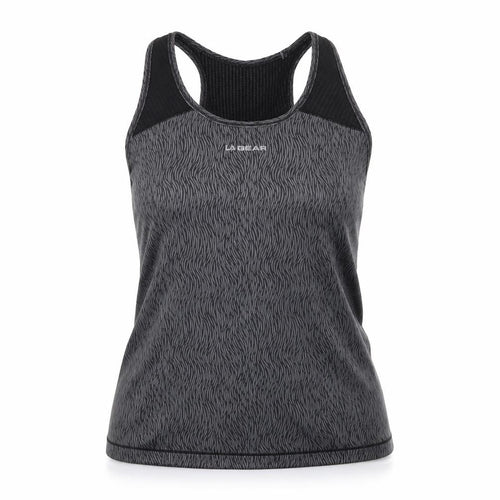 LA Gear Womens Grey Geometric  Basic T-Shirt Size 10