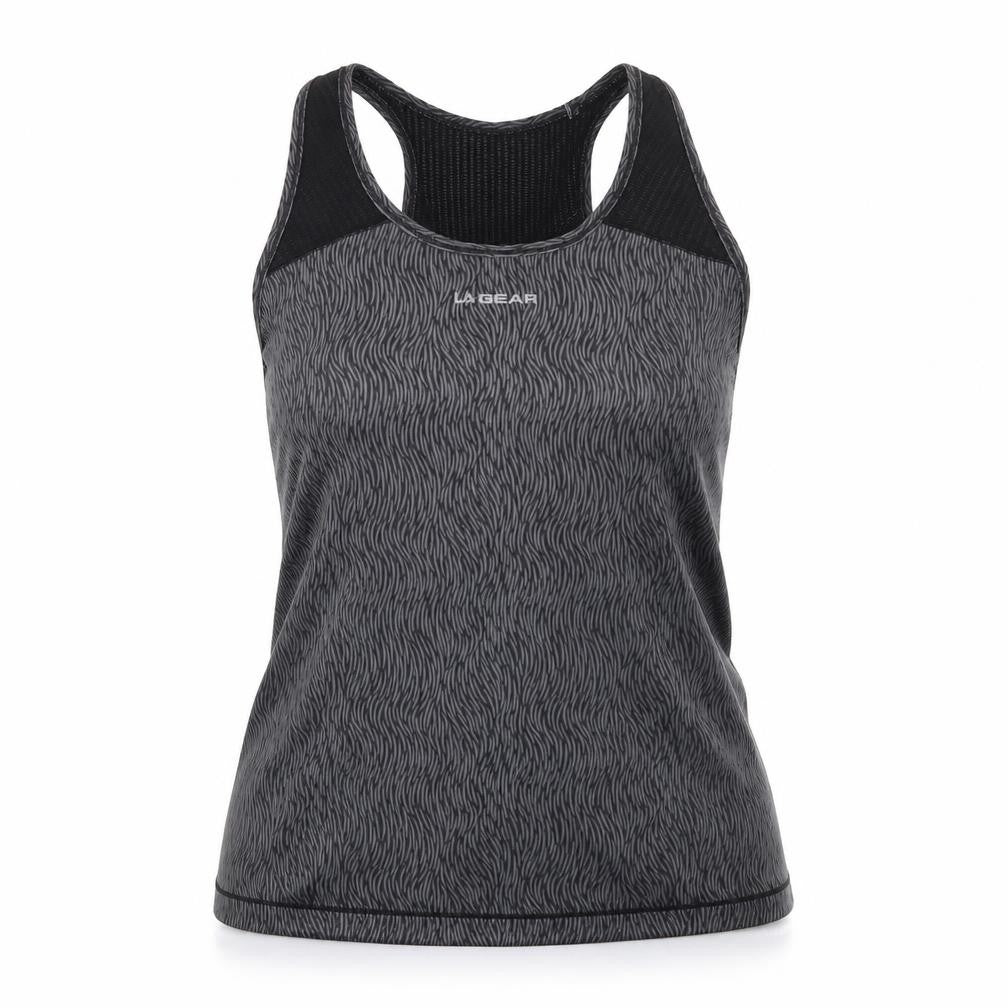 LA Gear Womens Grey Geometric  Basic T-Shirt Size 10