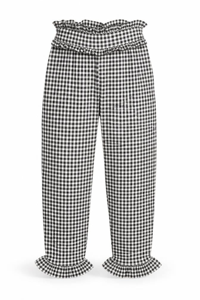 pretty little thing Womens Black Plaid  Trousers  Size 8 L24 in
