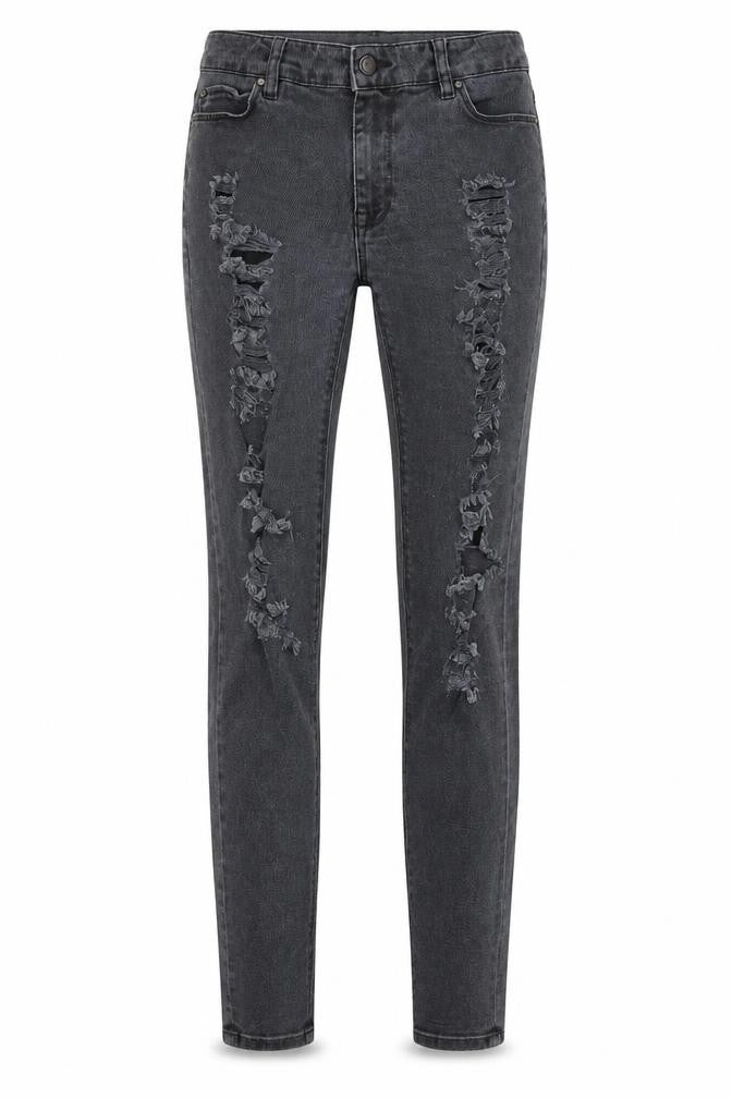 Front view of ASOS women’s black straight jeans, size UK 28, in, 30-inch leg