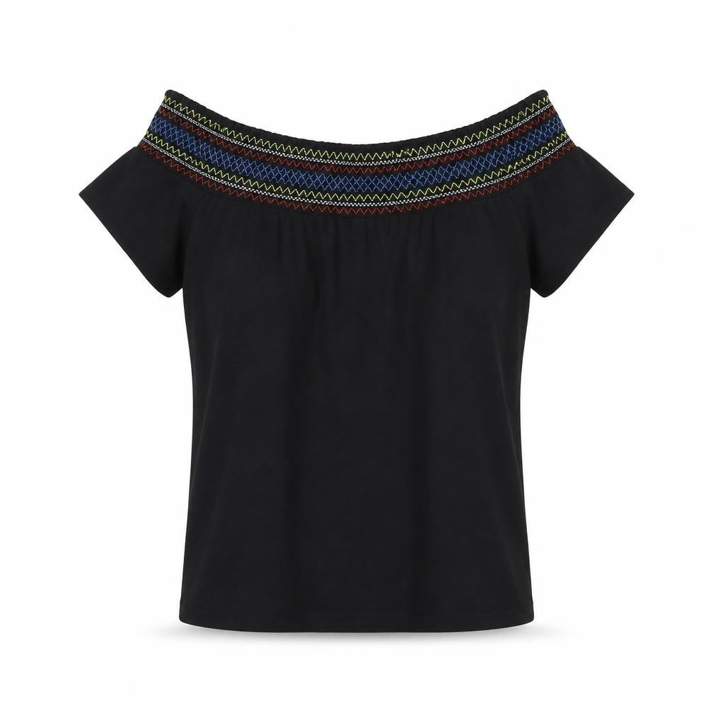 Front view of Papaya women’s black basic t-shirt, size UK 14