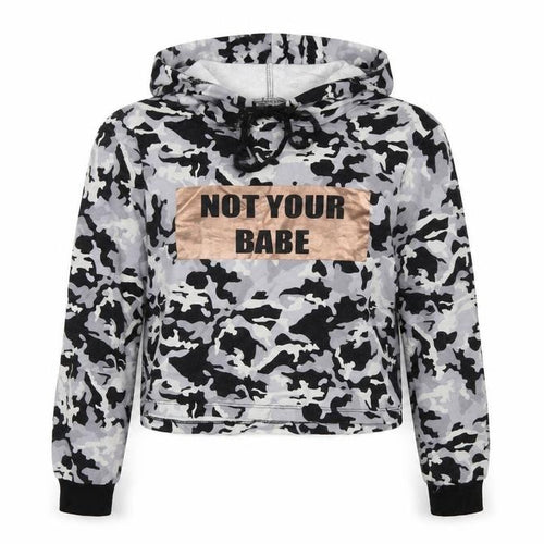 Select Womens Grey Animal Print  Pullover Hoodie Size 12  - cropped hoodie