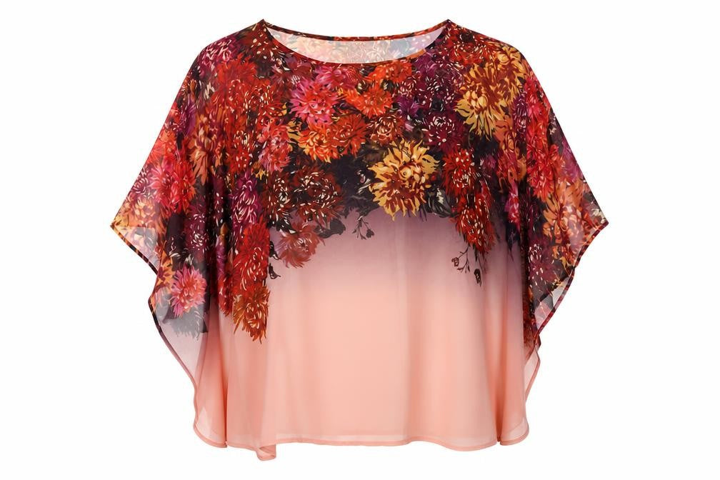 Front view of Next women’s orange floral tunic blouse, size UK 10
