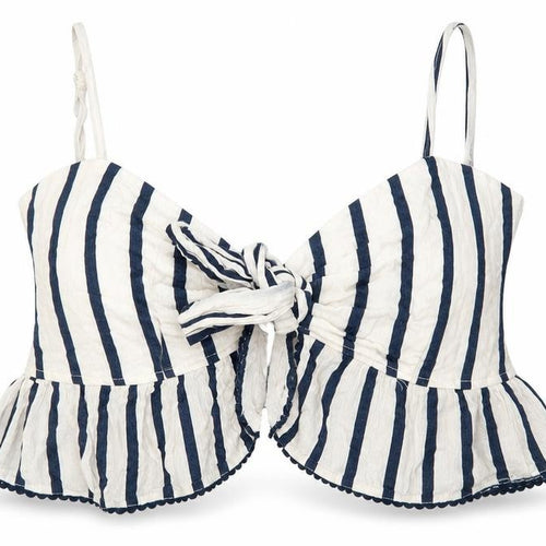Miss Selfridge Womens Ivory Striped  Cropped Blouse Size 10