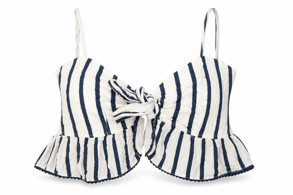 Miss Selfridge Womens Ivory Striped  Cropped Blouse Size 10