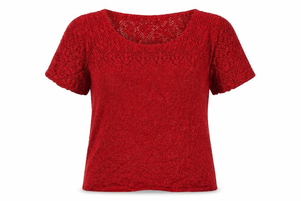 Front view of Berkertex women’s red knit jumper, size UK 14