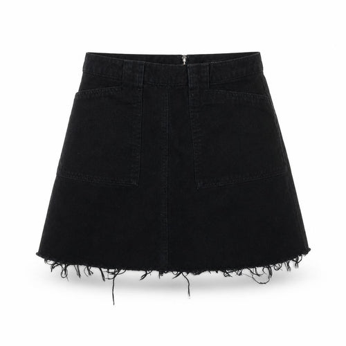 BDG Womens Black  Denim A-Line Skirt Size M  - distressed hem