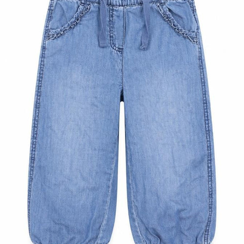 kihawo Girls Blue  Denim Cropped Trousers Size 9 Months