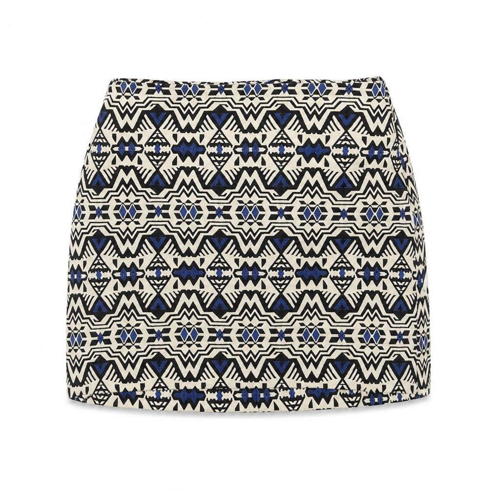 Divided by H&M Womens Beige Geometric  A-Line Skirt Size 8