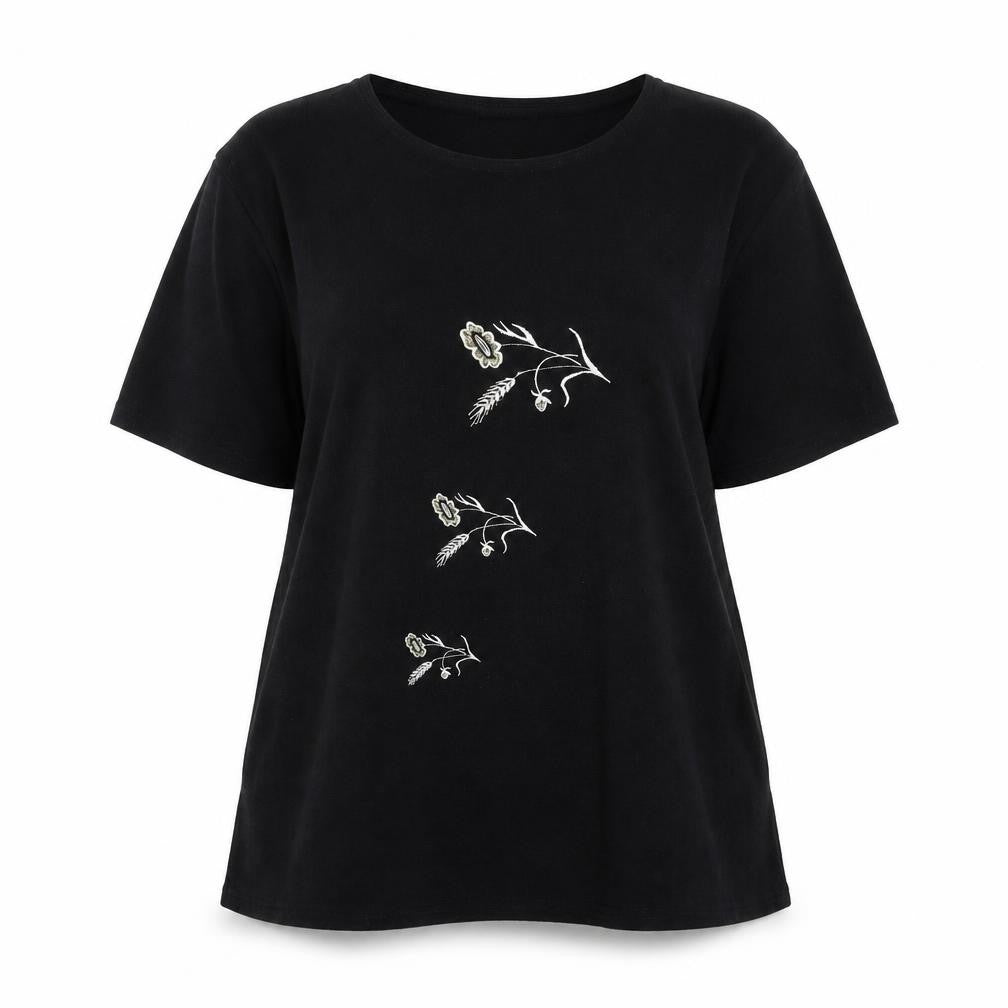 Charmell Womens Black   Pullover Jumper Size 2XL  - Floral Embroidery