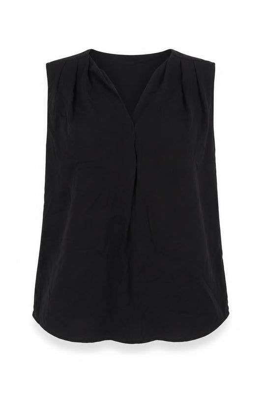 Front view of ASOS women’s black basic blouse, size UK 6