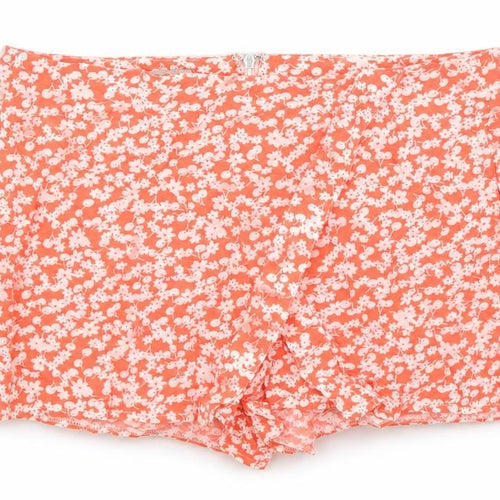 Parisian Collection Womens Orange Floral  Hot Pants Shorts Size 8