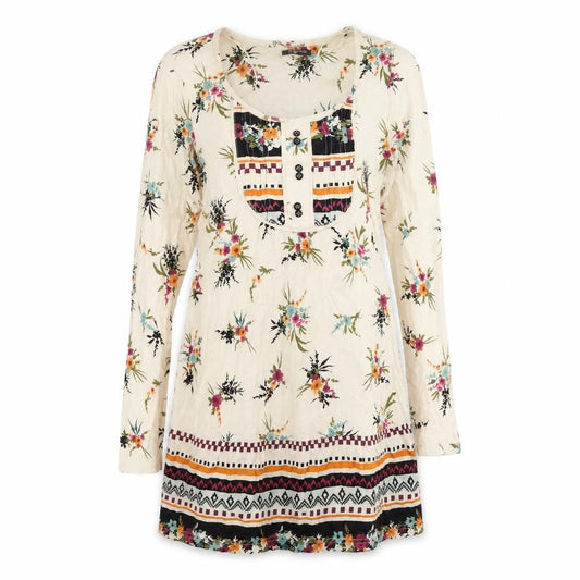 Front view of Papaya women’s ivory floral a-line, size UK 8