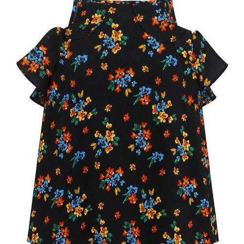 Papaya Womens Black Floral Mesh Basic Blouse Size 10