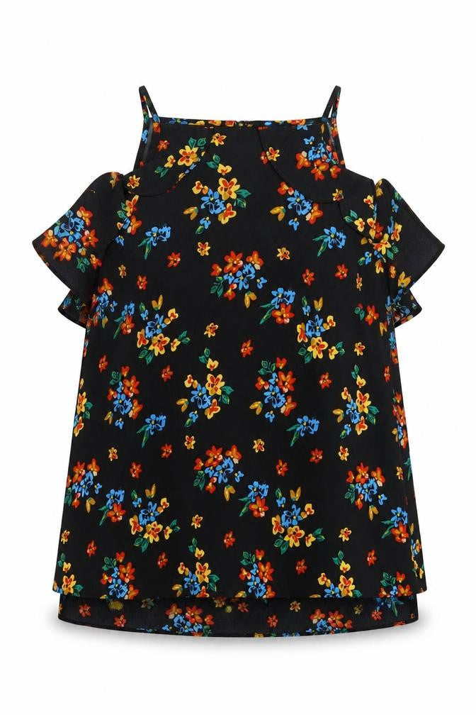 Papaya Womens Black Floral Mesh Basic Blouse Size 10