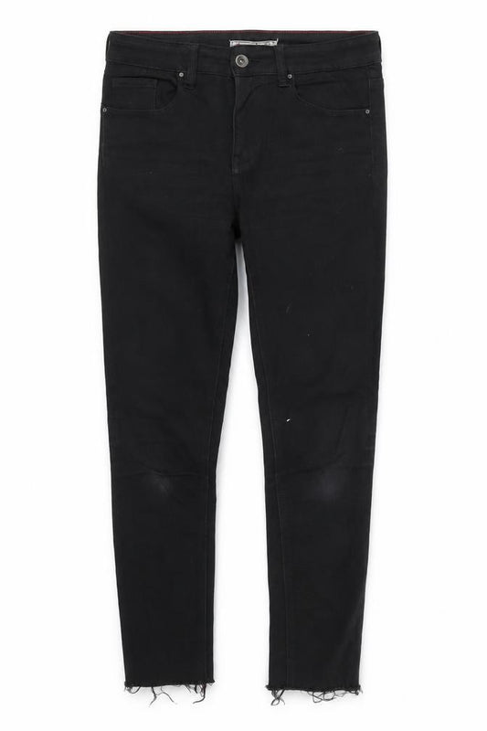 Front view of worth it women’s black skinny jeans, size UK 26, in, 26-inch leg