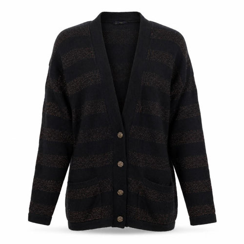 Your Sixth Sense  Womens Black Striped  Cardigan Jumper Size 12