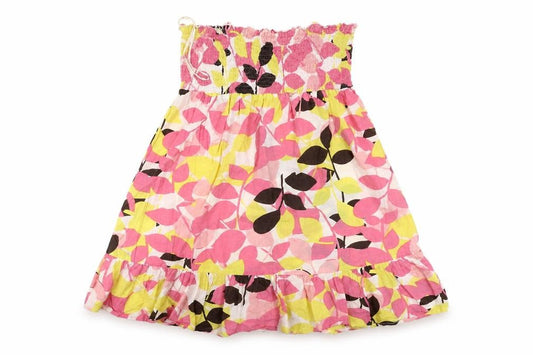 Front view of Essentials Style women’s pink floral a-line, size UK 12